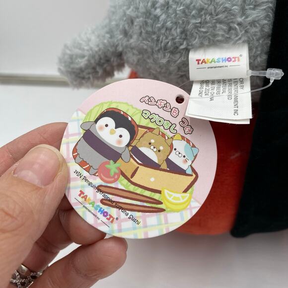 Takashoji X Round One 14" Penguin Strapped Tuna Sushi Plush NWT - Picture 4 of 5